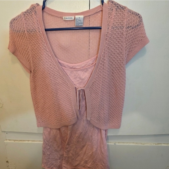 Maurices Size Medium Pink Cardigan and Tank Set - Picture 2 of 3